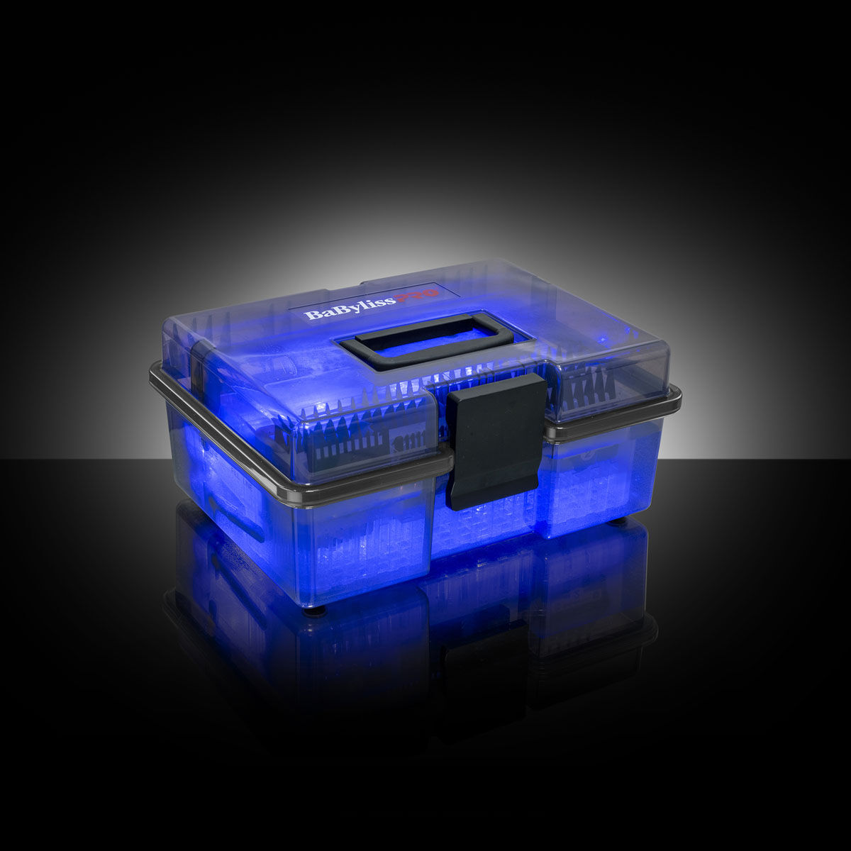 Barbersonic Professional Disinfectant Solution Box illuminated against a dark background